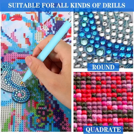 12 Piece Diamond Painting Tool, Include 6 Piece Mermaid Point Drill Pens Classic Point Drill Pen Spiral Diamond Painting Pen, 6 Piece Diamond Painting Wax Storage Case Full of Glue Clay (Pink) {4}