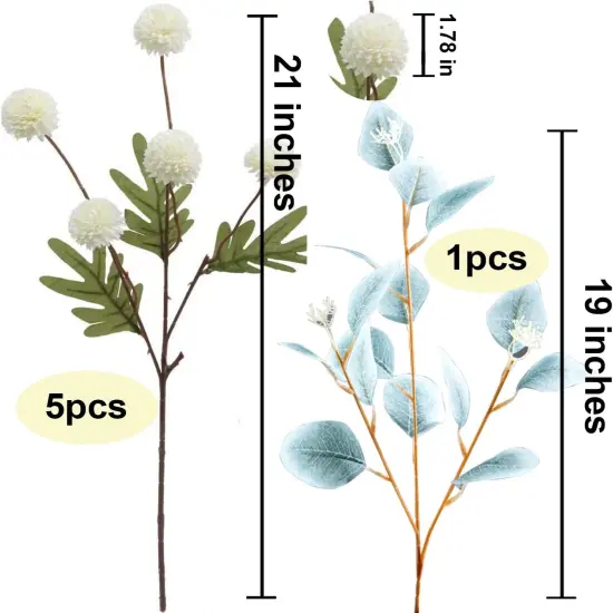 6 Pcs Fall Artificial Pompon Mum Flowers (Beige) {5}