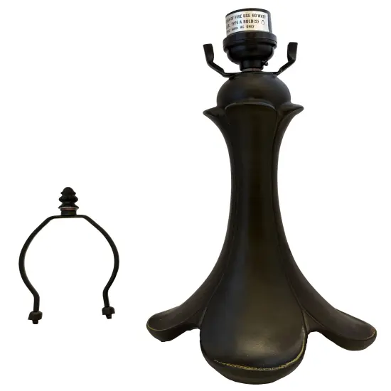 Tulipa Metal Lamp Base, Antique Bronze Finish With Gold Highlights, Nicely Weighted, 20" Tall {4}