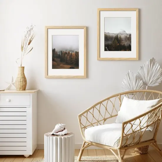 11x14 Oak Wood Picture Frame with Mat for 8x10 Set of 3, Natural Solid Wood 11x14 Frame with Tempered Glass for Wall Gallery & Home (3 Pack, Oak) {5}