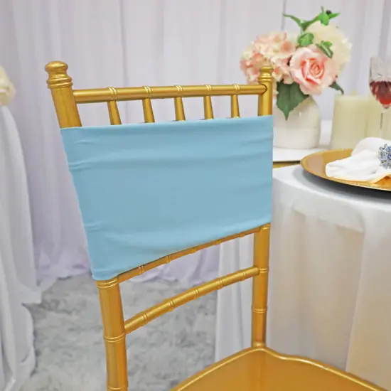 10 Pieces Soft Baby Blue Stretch Spandex Chair Bands 7 x 13 Inches {2}