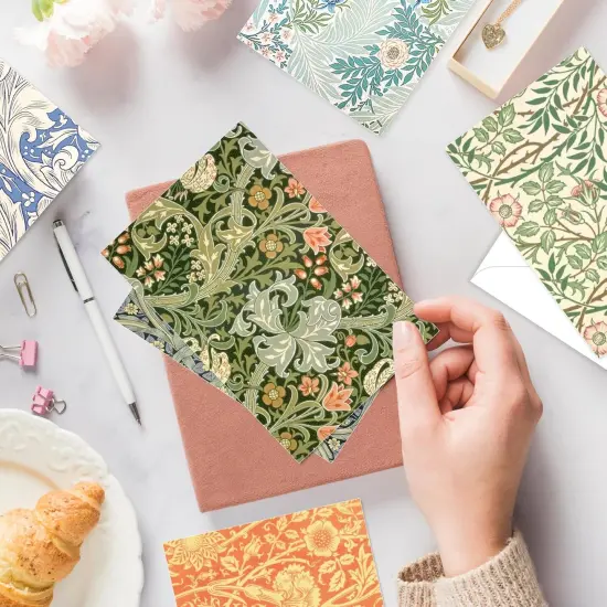 William Morris Greeting Cards with Envelopes, 24 Pack, Vintage Floral Stationery, Blank Note Cards for Wedding, Birthday, Baby Shower, Thank You, 4 x 6 Inches {4}