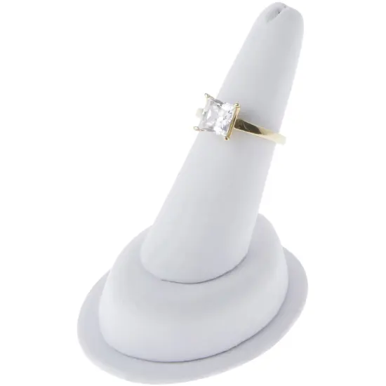 Plymor White Faux Leather Ring Finger Display, Single on Oval Base, 1.75" W x 2.5" D x 2.75" H {3}