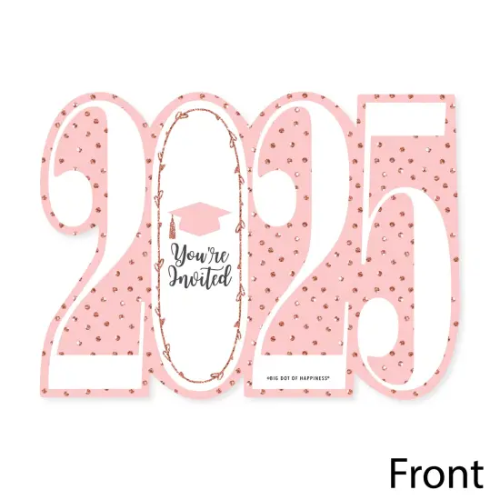 Big Dot of Happiness Rose Gold Grad - Shaped Fill-In Invitations - 2025 Graduation Party Invitation Cards with Envelopes - Set of 12 {4}