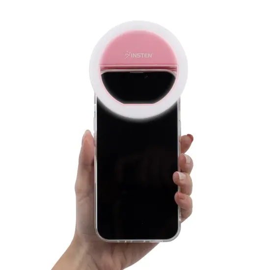 Insten 3" Mini LED Selfie Ring Light with Clip for Laptop Tablet Cell Phone Video, Dimmable, 36 Beads, Battery Powered, Pink {3}