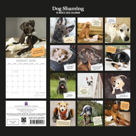 The Gifted Stationary 2026 Square Wall Calendar, Dog Shaming, 16-Month Humor Theme Hanging Calendar with 180 Reminder Stickers, Month Planner for Home, or Creative Spaces, 12x12 In Multicolor {4}