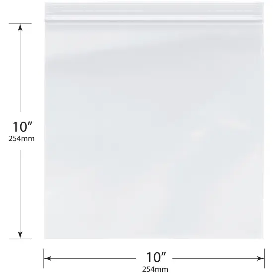 Plymor 10" x 10", 4 Mil Heavy Duty Zipper Reclosable Plastic Bags {3}