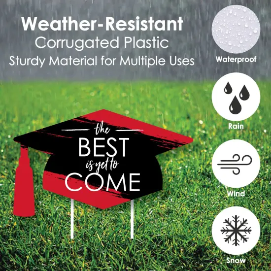 Big Dot of Happiness Red Grad Class of 2025 Outdoor Decorations - Graduation Yard Signs - Set of 8 {4}