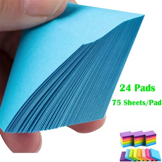 Sticky Notes, Bright Colors Self-Stick Pads, 24 Pack, 75 Sheets/Pad,1800 Sheets {2}