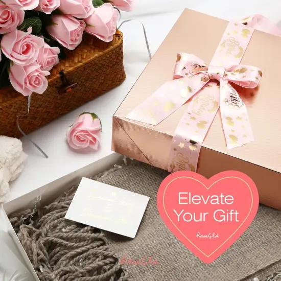 6 Extra Large Gift Boxes with Lids 17x11x2.5 Inches, Gift Boxes for Clothes, Apparel Gift Boxes, Clothing Gift Boxes, Rose Gold Gift Wrap Boxes (Glossy Rose Gold with Grain Texture) {3}