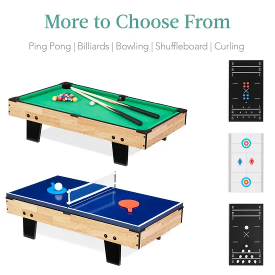Best Choice Products 11-in-1 Kids Combo Game Set w/ Ping Pong, Foosball, Air Hockey, 5 Accessory Bags Light Wood {4}