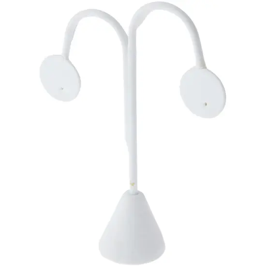 Plymor White Faux Leather Lamp Style, Single Pair Earring Display Stand, 3.75" W x 1.25" D x 4.75" H {1}