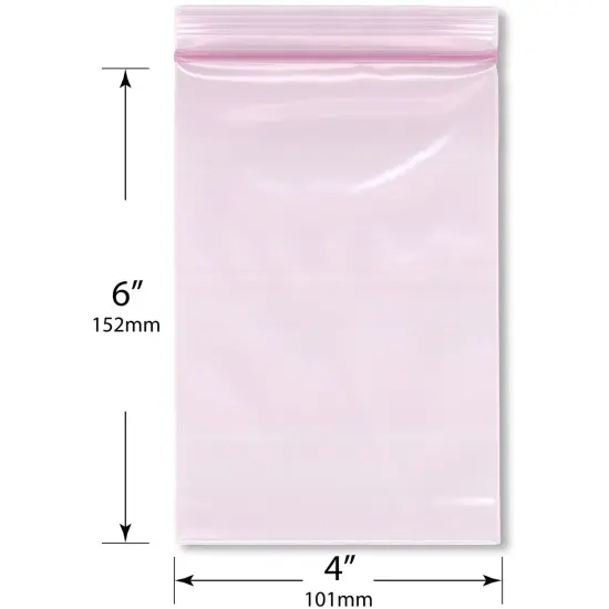 Plymor 4" x 6" (Pack of 100), 4 Mil Heavy Duty Anti-Static Zipper Reclosable Plastic Bags {3}
