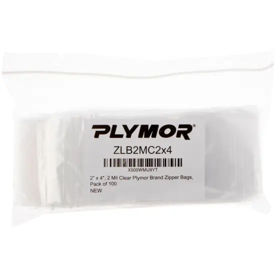 Plymor 2" x 4", 2 Mil Zipper Reclosable Plastic Bags {4}