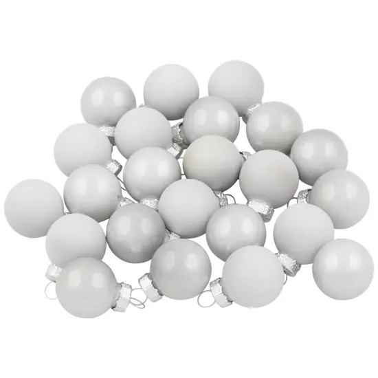 Northlight 2-Finish Mini Christmas Glass Ball Ornaments - 1" (25mm) - White - 24pc {3}