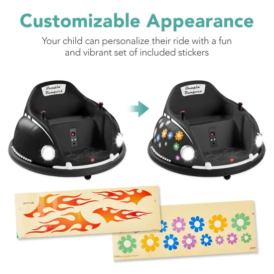 Best Choice Products 6V Kids Ride On Bumper Car Toy w/ Remote Control, Harness, Lights, 360 Degree Spin Black {2}