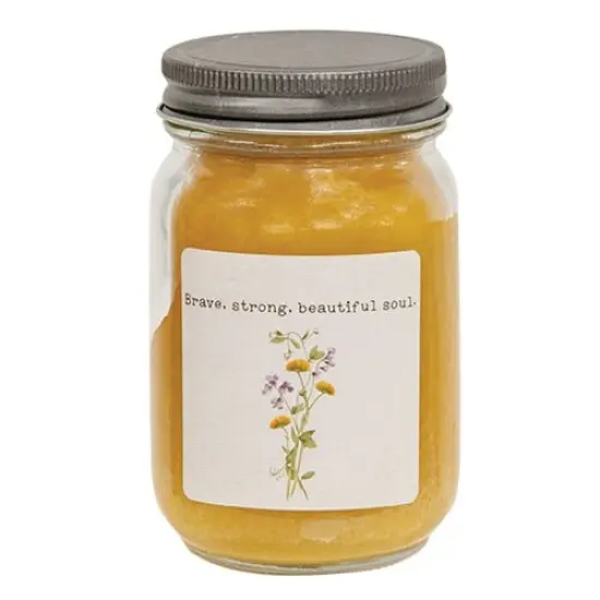 Brave Strong Beautiful Soul Dandelion & Sweet Grass Pint Jar Candle {1}