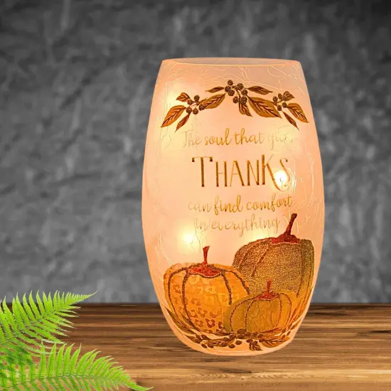 Stony Creek 5.0 Inch Beautiful Bounty Small Vase Thanksgiving Lighted Glass Accent , Thanksgiving Decor Autumn Thanksgiving THANKS {4}