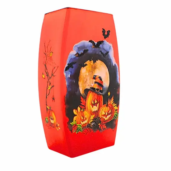Stony Creek 7.75 In Frequent Flyer Pre-Lit Med Vase Halloween Lighted Glass Accent , Halloween Decor Halloween Witches Hat Spider Moon Pumpkins {3}