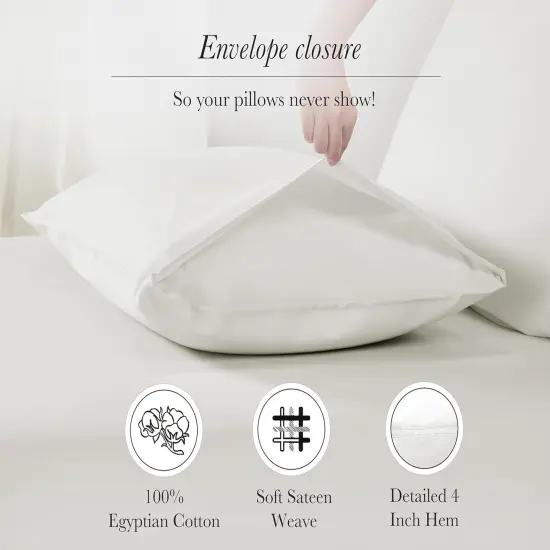 Luxury 100% Egyptian Cotton Pillow Cases Standard Size Set of 2, Sateen Weave, Soft, Breathable & Cooling Ivory Pillow Cases {4}