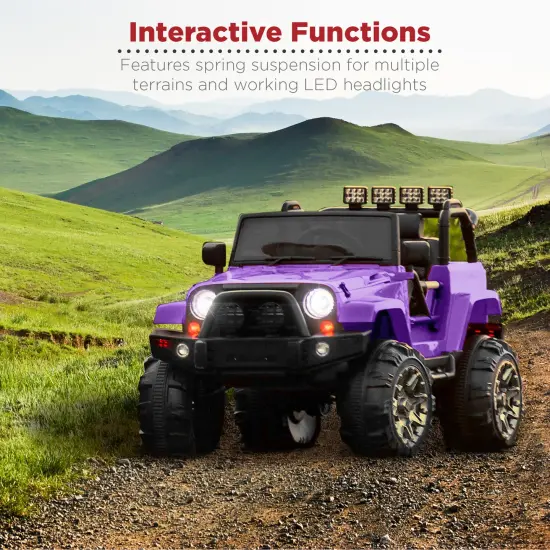 Best Choice Products 12V Kids Ride On Truck Car w/ Remote Control, Spring Suspension, Bluetooth, LED Lights Purple {4}