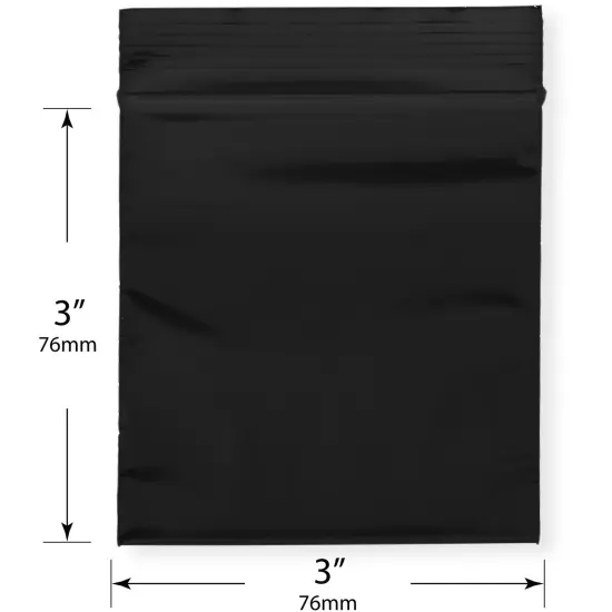 Plymor 3" x 3", Black 2 Mil Zipper Reclosable Plastic Bags {3}