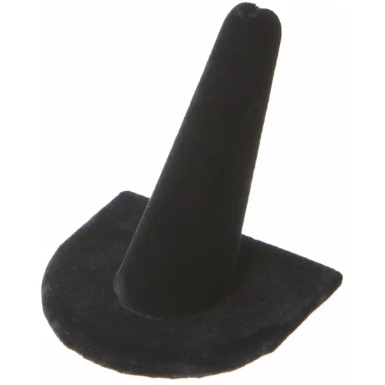 Plymor Black Velvet Ring Finger Display, Single on U-Shaped Base, 2" W x 2" D x 2" H {1}