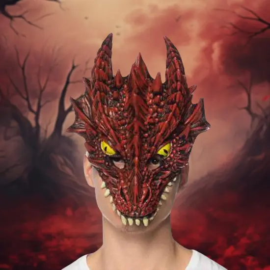 Supersoft Red Dragon Adult Costume Mask {3}