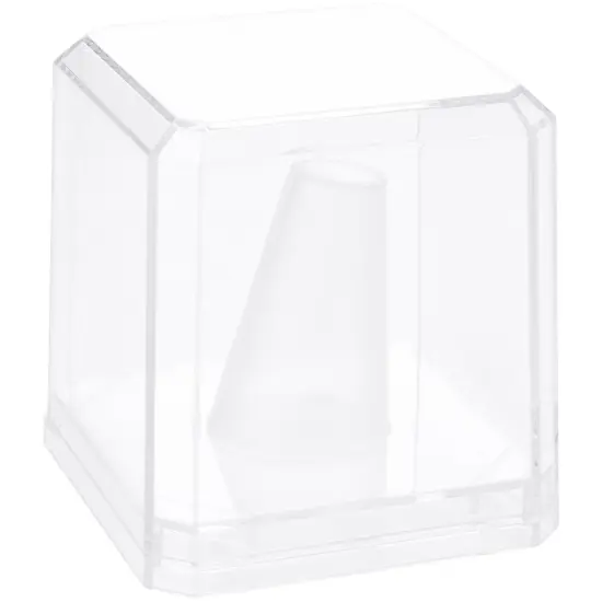 Pioneer Plastics 020C Clear Acrylic Ring Finger Display Case with Clear Base, 2.25" W x 2.25" D x 2.5" H {1}