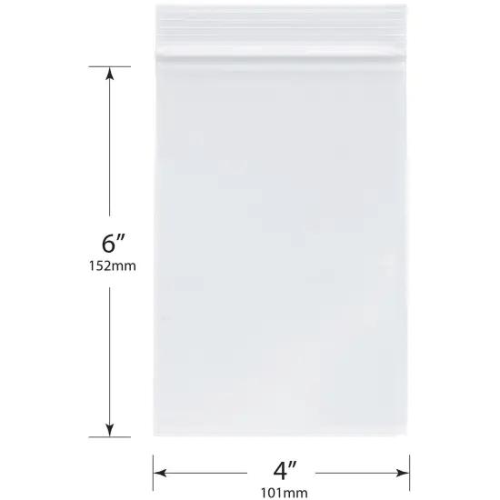 Plymor 4" x 6", 2 Mil Zipper Reclosable Plastic Bags {3}