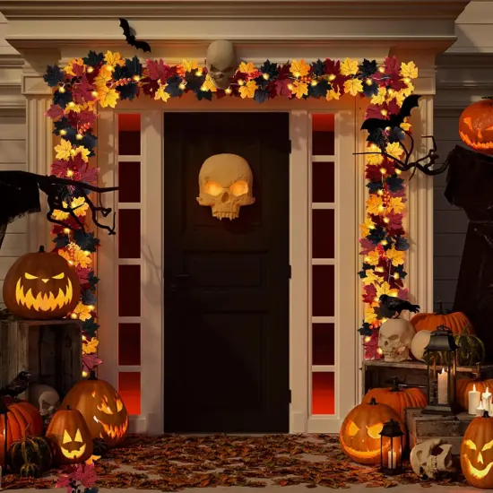 Fall Garland String Lights with Timer - 50 LED 16.4Ft (Black) {3}