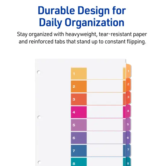 Avery Dividers for 3 Ring Binders, 8 Tabs per Set, Customizable Table of Contents, Multicolor Tabs (24 Sets of 11168) {5}