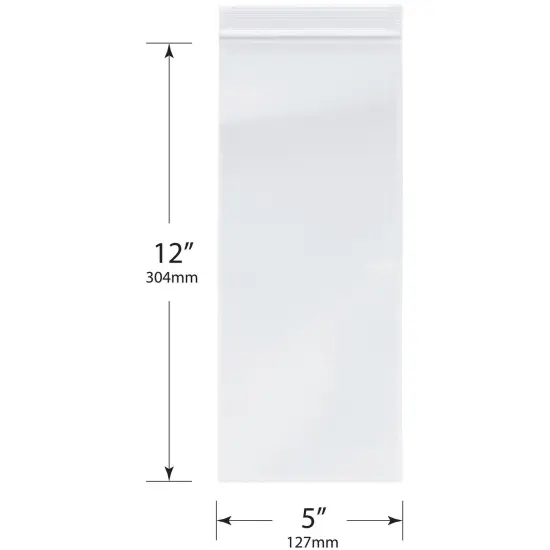 Plymor 5" x 12", 2 Mil Zipper Reclosable Plastic Bags {3}