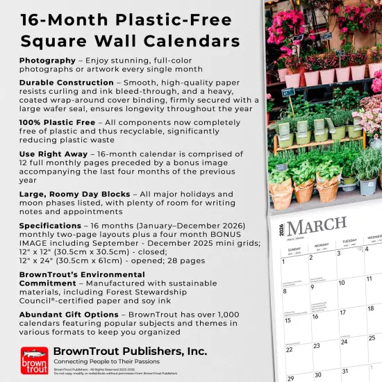 Paris | 2026 12 x 24 Inch (Hanging) Monthly Square Wall Calendar | Foil Stamped Cover | English/French Bilingual | Plastic-Free {6}