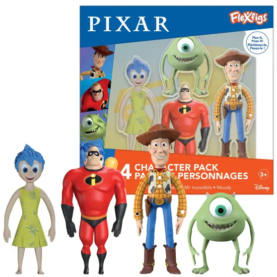 FleXfigs: Pixar - 4 Character Pack - Articulated Action Figures, Flex It - Pose It!, Collectible Movie Toy Miniatures, Licensed, Kids Ages 3+ {4}