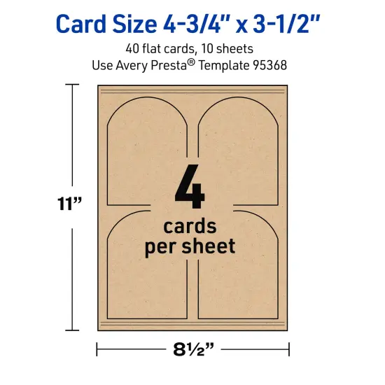 Avery Printable Arched Flat Cards, Sure Feed Technology, 4-3/4" x 3-1/2", Matte Kraft Brown Cardstock, Print-to-The-Edge, Laser/Inkjet Printable, 40 Total {11}
