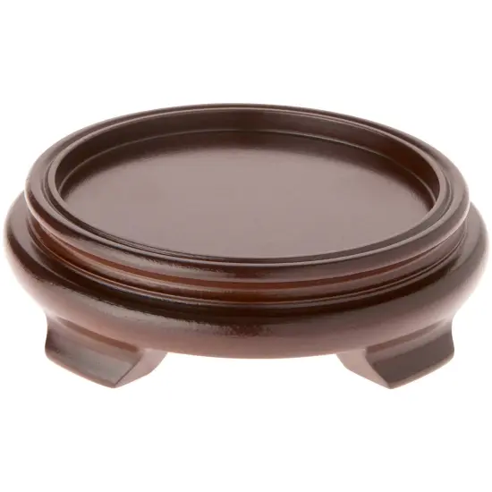 Plymor Walnut Round Wood Veneer Footed Display Base, 6" W x 6" D x 1.75" H (4.5" Display Diameter) {1}
