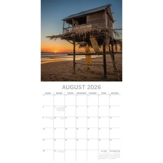 The Gifted Stationary 2026 Square Wall Calendar, Surf Life, 16-Month Lifestyles Theme Hanging Calendar with 180 Reminder Stickers, Month Planner for Home or Creative Spaces, 12x12 In Multicolor {3}
