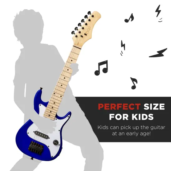 Best Choice Products 30in Kids Electric Guitar Beginner Starter Kit w/ 5W Amplifier, Strap, Case Metallic Blue {3}