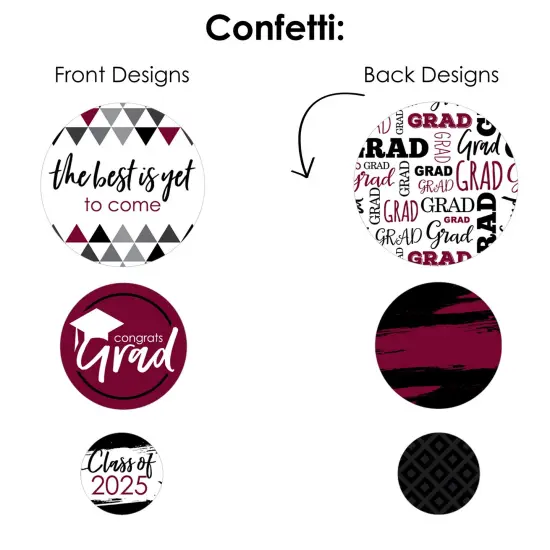 Big Dot of Happiness Maroon Grad Best is Yet to Come - 2025 Burgundy Graduation Party Decor and Confetti - Terrific Table Centerpiece Kit - Set of 30 {7}