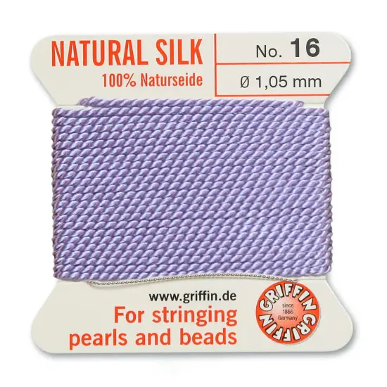 Size 16 Griffin Bead Cord 100% Natural Silk Lilac {2}
