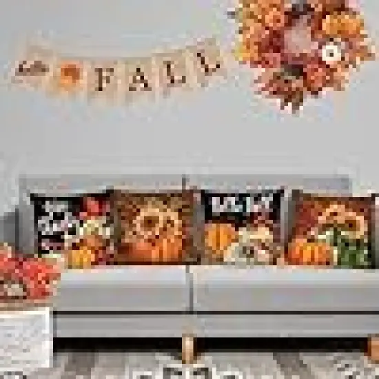 Autumn Harvest Sunflower Decorative Cushion Covers {6}