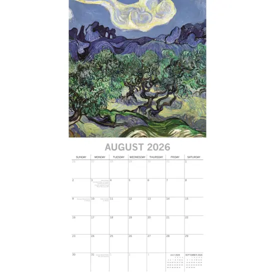 The Gifted Stationary 2026 Square Wall Calendar, Artwork by Vincent Van Gogh, 16-Month Arts & Antiques Theme Hanging Calendar with 180 Reminder Stickers, Month Planner for Creative Spaces, 12x12 In Multicolor {3}