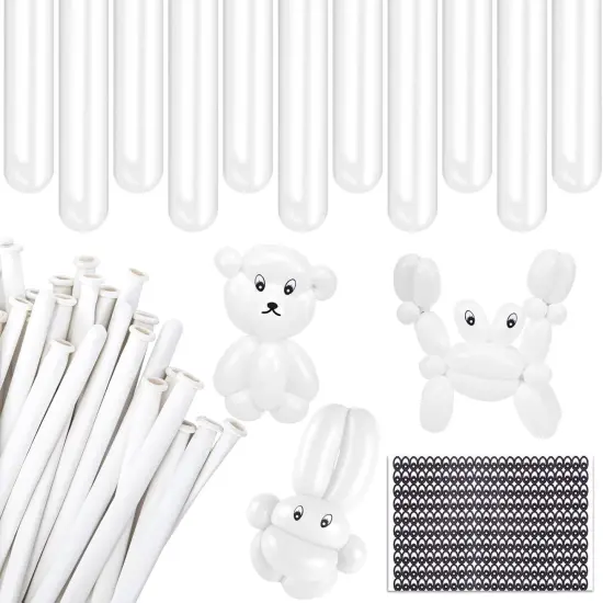 100PCS 260 Long Balloons, White Magic Latex Balloons Thicken Twisting for Birthday Wedding Party Decorations {1}