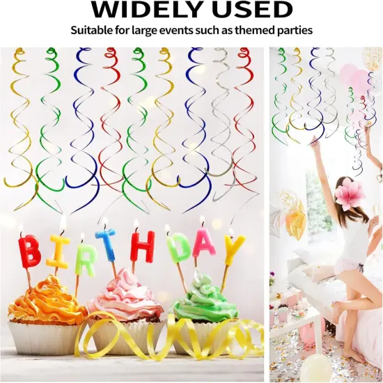 30 Pieces Hanging Swirl Party Decorations Foil Decorations Ceiling Swirl Spiral Hanging Plastic Streamer for Ceiling Birthday Graduation Wedding Celebration Baby Shower Party Supply {5}