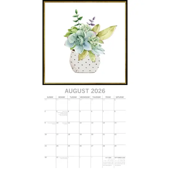 The Gifted Stationary 2026 Square Wall Calendar, Succulents, 16-Month Arts & Antiques Theme Hanging Calendar with 180 Reminder Stickers, Month Planner for Home, or Creative Spaces, 12x12 In Multicolor {3}