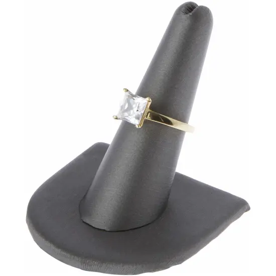 Plymor Gray Faux Leather Ring Finger Display, Single on U-Shaped Base, 2" W x 2" D x 2" H {3}