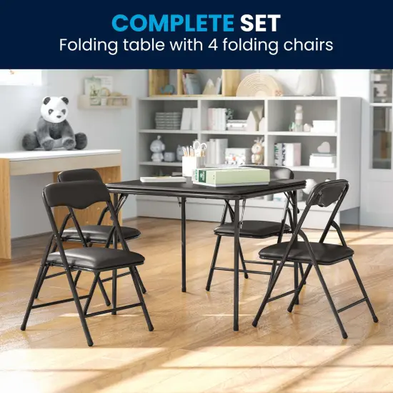 Emma and Oliver Kids 5 Piece Folding Table and Chair Set - Kids Activity Table Set {11}
