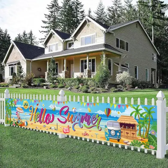 Hello Summer Party Decorations Extra Large Size Hello Summer Beach Banner for Summer Party Decorations Supplies {3}