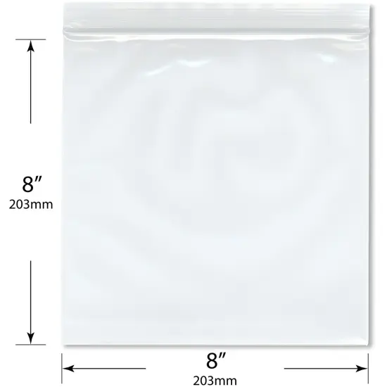 Plymor 8" x 8" (Pack of 100), 6 Mil Industrial Duty Zipper Reclosable Plastic Bags {3}